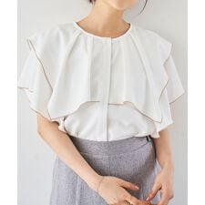 【mil (ミル)】配色メロウ ラッフルブラウス
