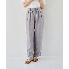 【mil (ミル)】リネンライク 細ベルト付き タックパンツ【セットアップ対応】