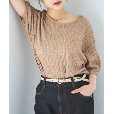 【mil (ミル)】ぽこぽこカットジャガード シアートップス