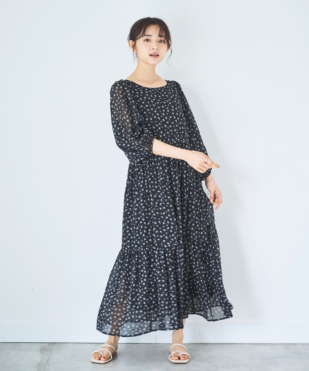 mil 低身長　Aライン ウエストタックワンピース XS mil (ミル)】Aライン ウエストタックワンピース【低身長・小柄