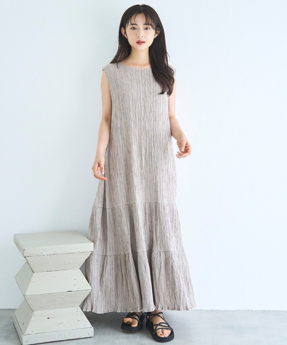 mil 低身長　Aライン ウエストタックワンピース XS mil (ミル)】Aライン ウエストタックワンピース【低身長・小柄