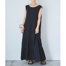 【mil (ミル)】楊柳 ノースリーブ ティアードワンピース