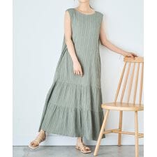 【mil (ミル)】楊柳 ノースリーブ ティアードワンピース