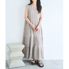 【mil (ミル)】楊柳 ノースリーブ ティアードワンピース