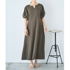 【mil (ミル)】ランタンスリーブ キーネックワンピース