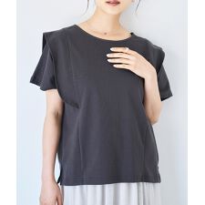 【mil (ミル)】ラッフルショルダーTシャツ 【コットン100%】