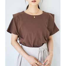 【mil (ミル)】ラッフルショルダーTシャツ 【コットン100%】