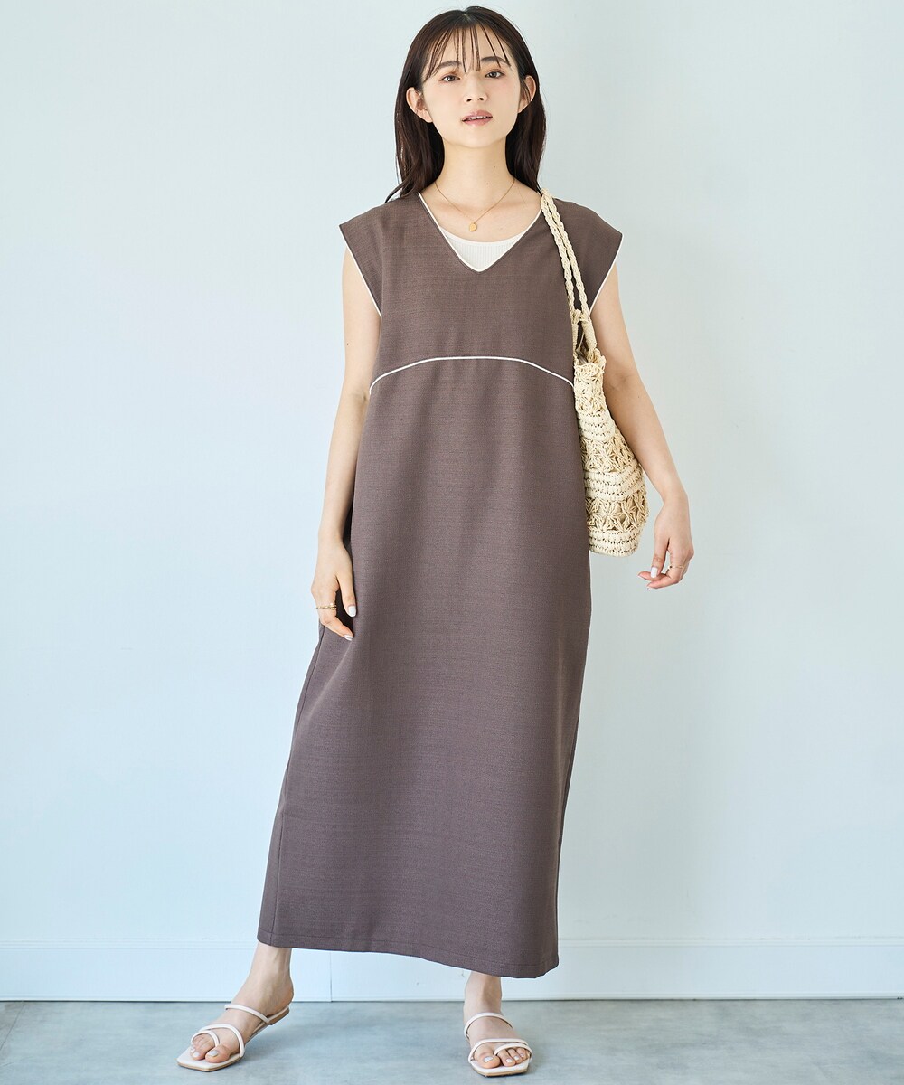 mil 低身長　Aライン ウエストタックワンピース XS mil ワンピース 「150cm前後の小柄さんサイズ」Aライン ウエスト