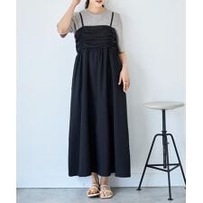 【mil (ミル)】フロントギャザー キャミワンピース
