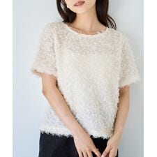 【mil (ミル)】チュールフリル シアークロップドトップス