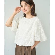 フラワージャガード ブラウス / フェザー バルーンスリーブ レース【mil (ミル)】