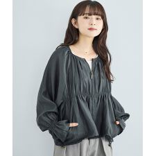 【mil (ミル)】シャーリング ライトブルゾン