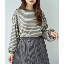 【春ボーダー】 ボリューム袖 ボーダー ロンT / 長袖 カットソー 【mil (ミル)】