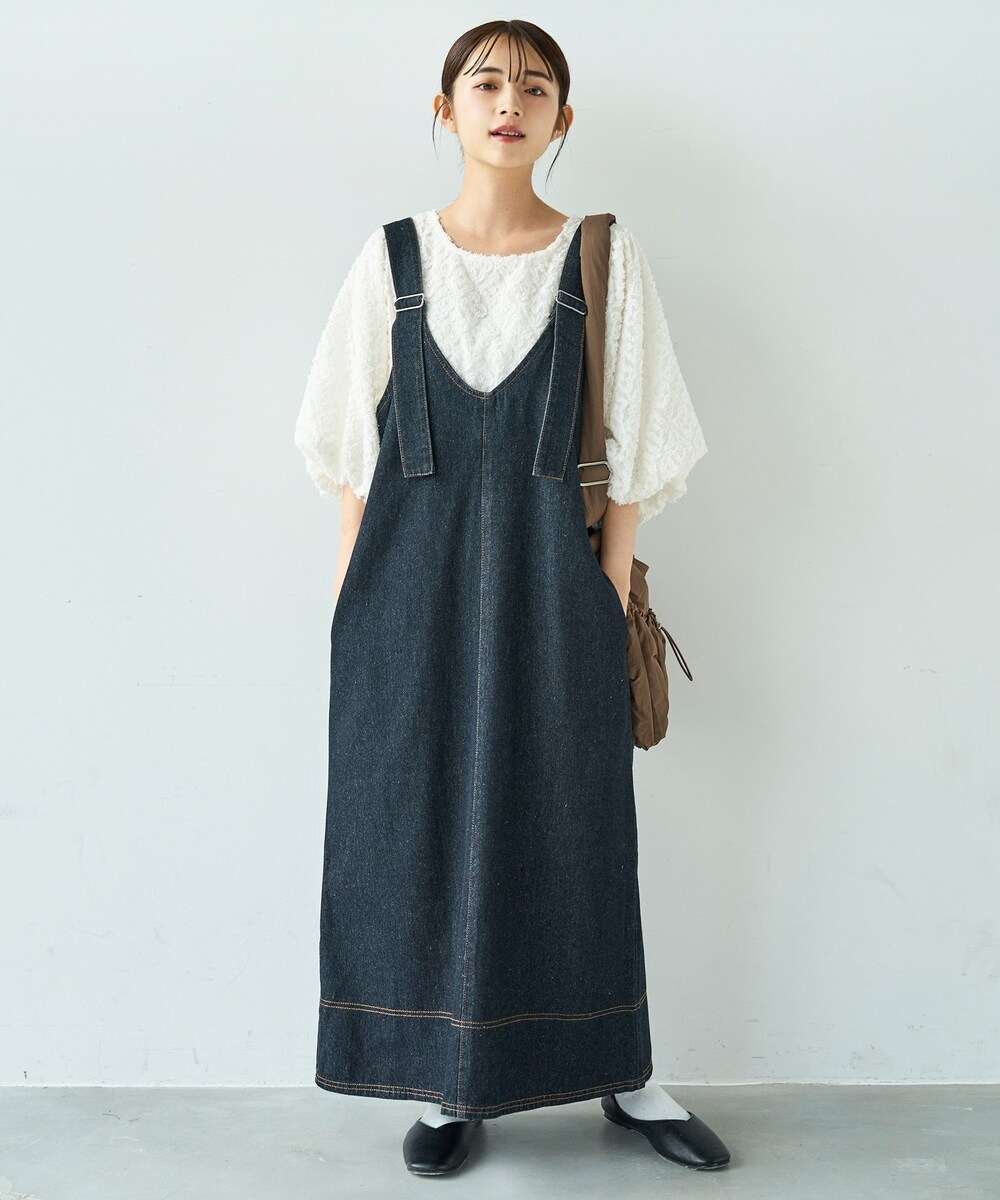 mil (ミル)】Aライン ウエストタックワンピース【低身長・小柄