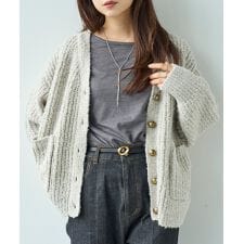 【mil (ミル)】ミックスニットカーディガン ニットカーデ メランジニット