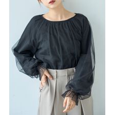 【mil (ミル)】チュールレイヤードトップス カットソー プルオーバー