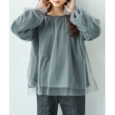 【mil (ミル)】チュールレイヤードトップス カットソー プルオーバー