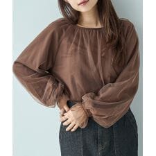 【mil (ミル)】チュールレイヤードトップス カットソー プルオーバー