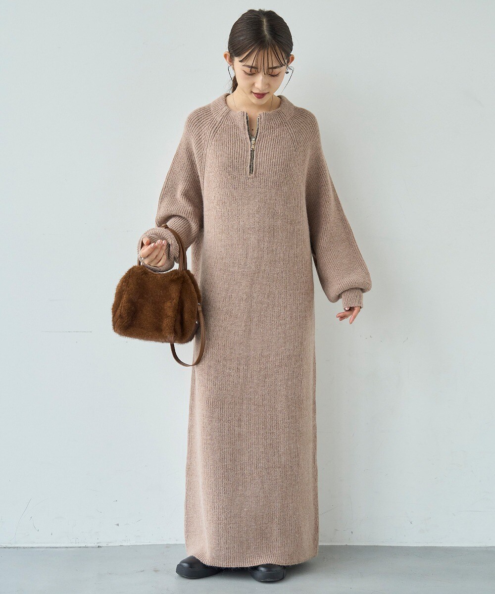 mil (ミル)】Aライン ウエストタックワンピース【低身長・小柄