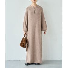 【mil (ミル)】前後2wayハーフジップニットワンピース