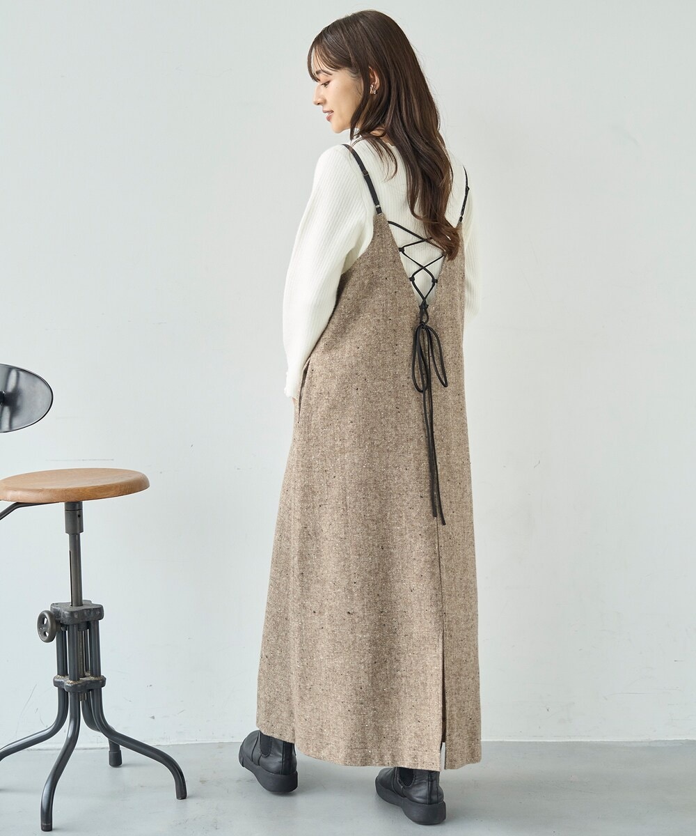 mil (ミル)】ウールライクツイード バックリボン キャミワンピース