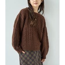 【mil (ミル)】 ケーブル編み ボリューム袖 ニットプルオーバー