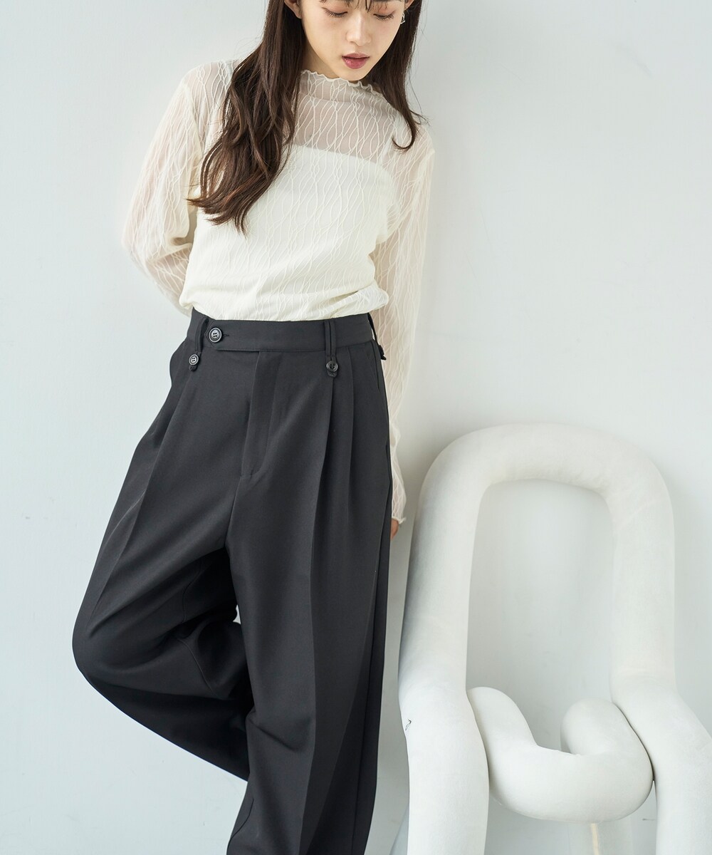 mil (ミル)】ウエストデザイン タックワイドパンツ スラックス | ミル