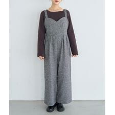 ミル(mil)の【mil (ミル)】千鳥柄 ツイードサロペット 【再生産】