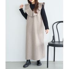 【mil (ミル)】ラッフルカラー ノースリーブワンピース