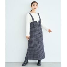 ミル(mil)の【mil (ミル)】チェック柄 フロントジップジャンスカ 【新色・再生産】