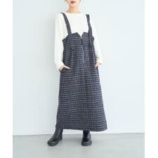 ミル(mil)の【mil (ミル)】チェック柄 フロントジップジャンスカ 【新色・再生産】