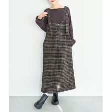 ミル(mil)の【mil (ミル)】チェック柄 フロントジップジャンスカ 【新色・再生産】