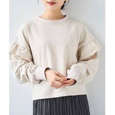 【mil (ミル)】袖フリル クロップドスウェット