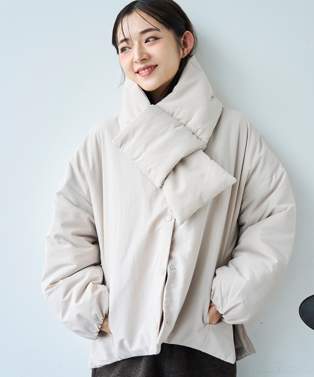 【NEW】ミル（mil）/【mil (ミル)】マフラー付き ノーカラー 中綿ジャケット mil (ミル)】マフラー付き ノーカラー 中綿ジャケット | ミル(mil