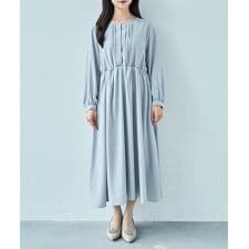 【mil (ミル) セレモニー】ノーカラー タックデザイン ワンピース