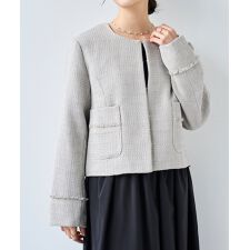 【mil (ミル)】ミックスツイード ノーカラージャケット