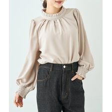 【セレモニー・通勤】 フリルカラー ボリュームスリーブ ブラウス 【mil (ミル)】