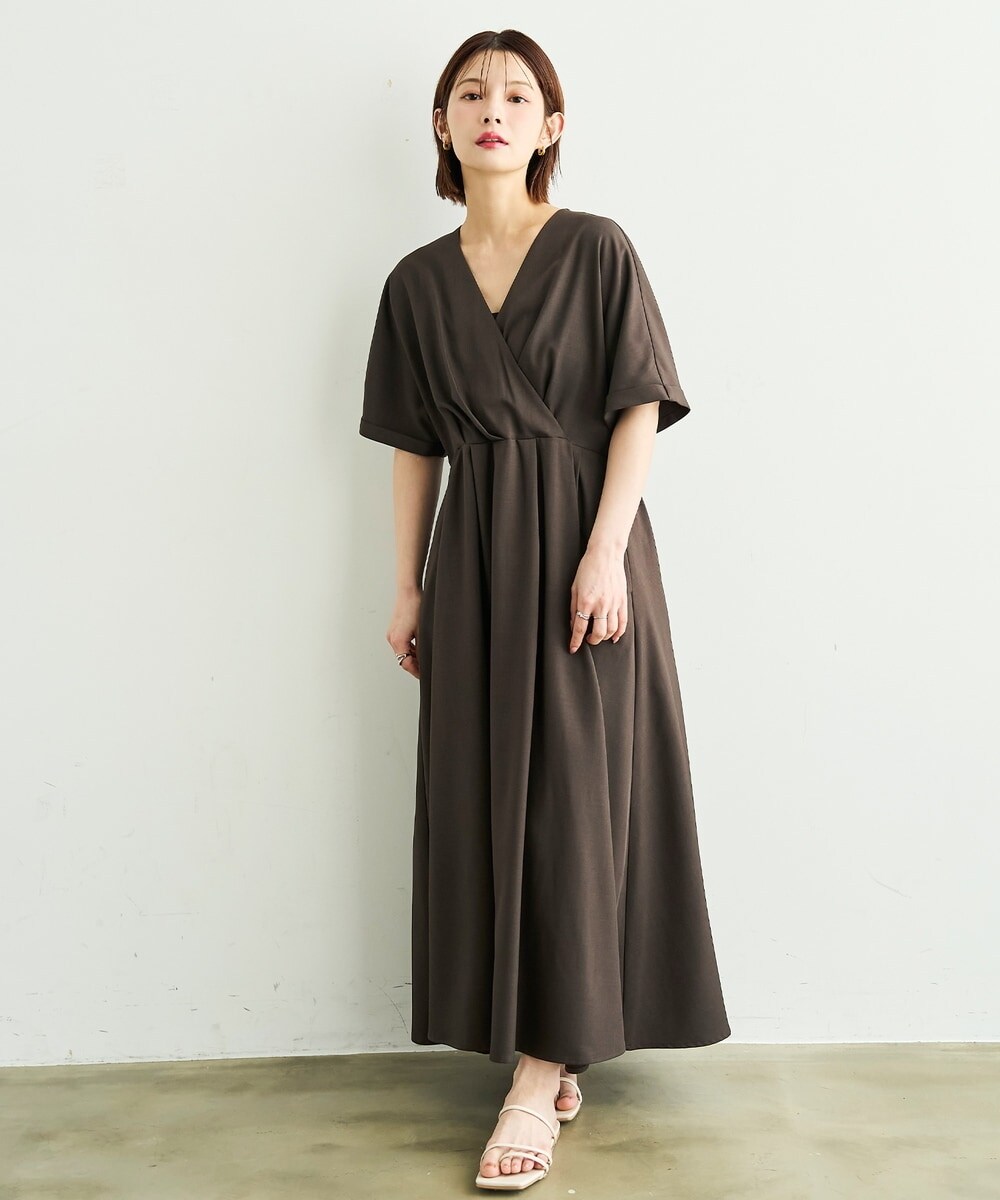 【美品✨】ベイジ SHANNON カシュクールワンピース リネンライク М イージーケア】 リネンライク カシュクール ワンピース【mil/ミル