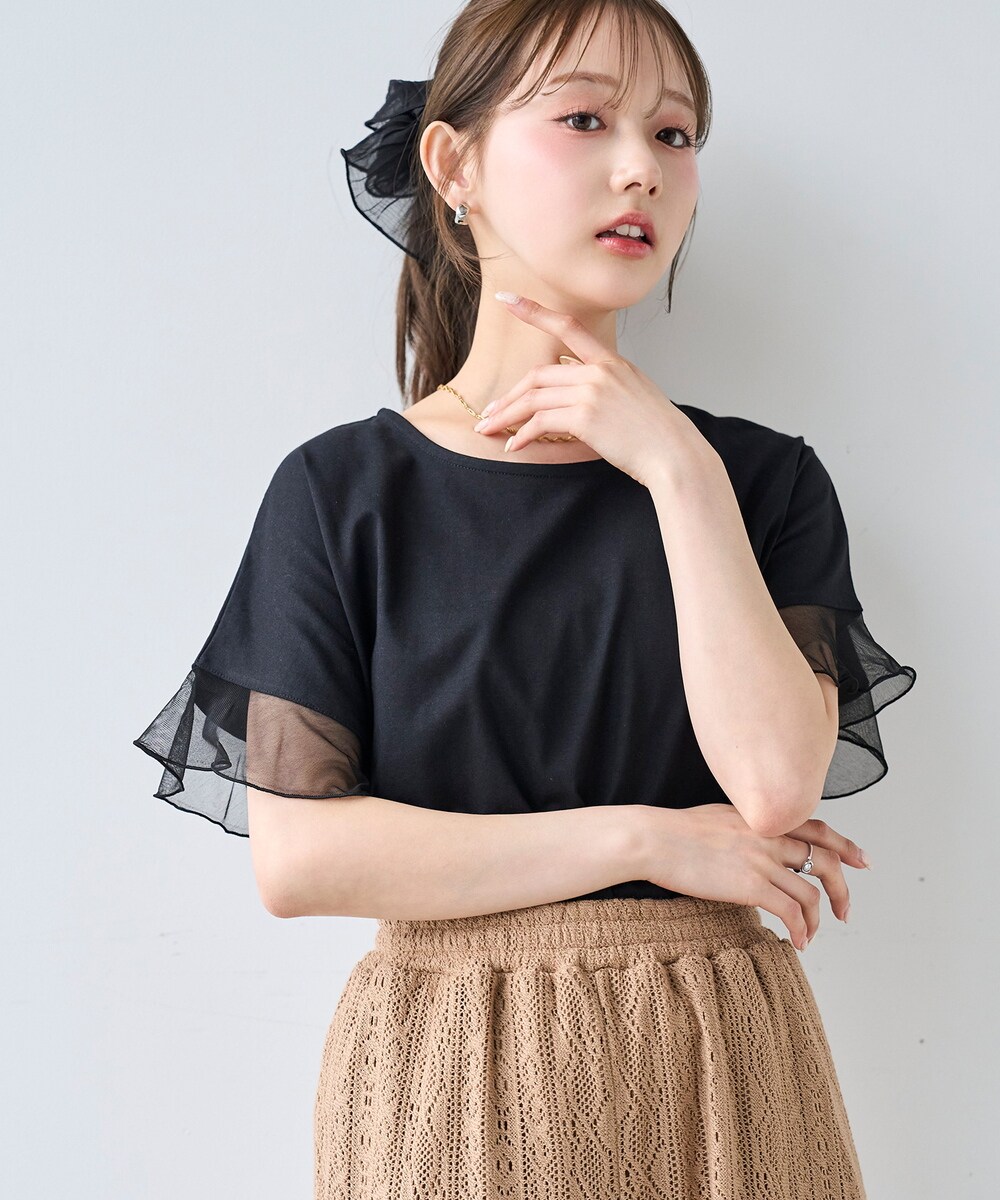 袖シアー フリル 半袖 Tシャツ【mil/ミル】 | ミル(mil) | マルイ