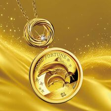 I・E・I　SELECTION(I・E・I　SELECTION)の月とイルカの金貨　純金コインペンダント