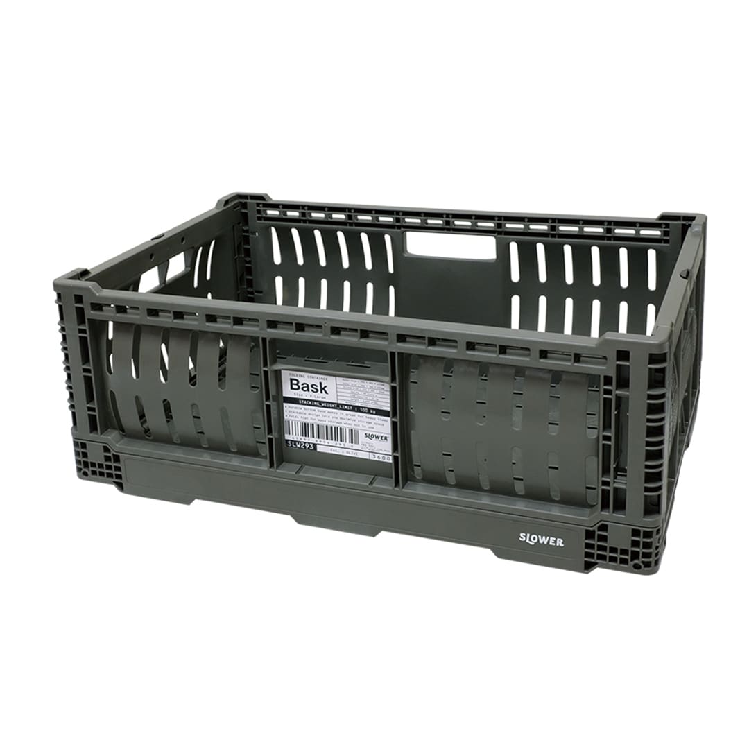 [}C]FOLDING CONTAINER Bask(XL) OLIVE/XE[iSLOWERj I[u