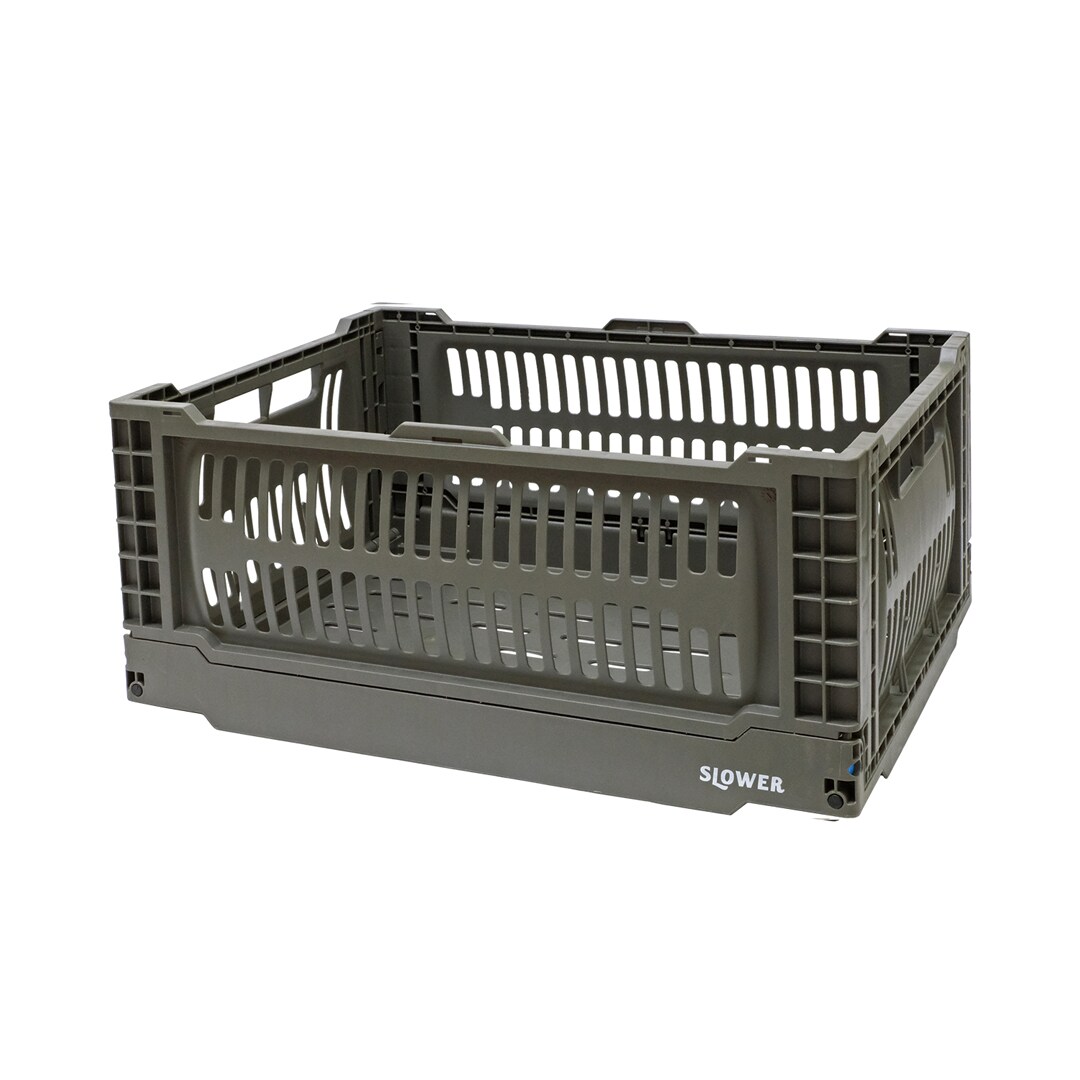 [}C]FOLDING CONTAINER Bask(L) OLIVE/XE[iSLOWERj I[u