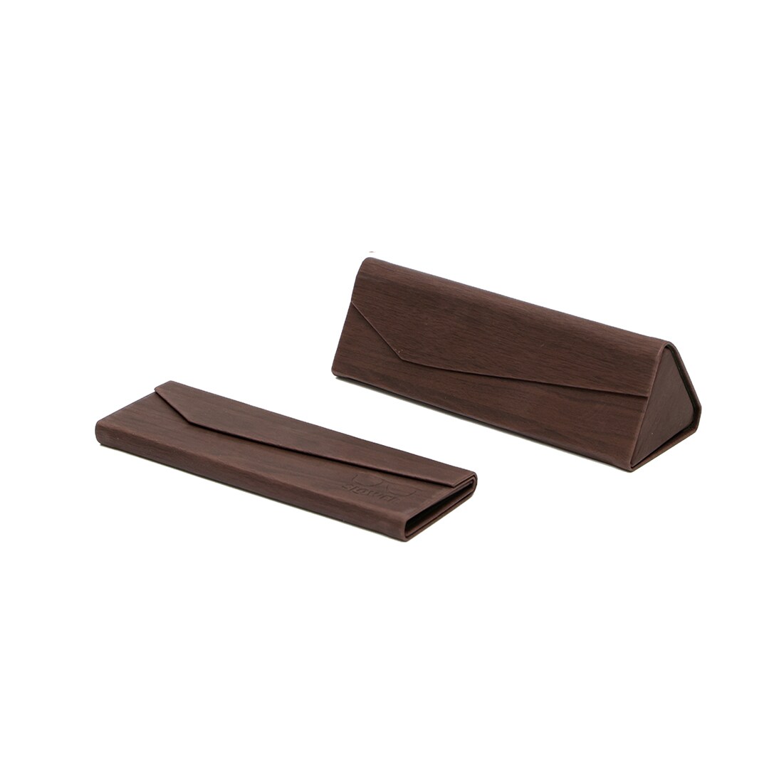 [}C]EYEGLASS CASE WOOD DARK BROWN/XE[iSLOWERj Ebh