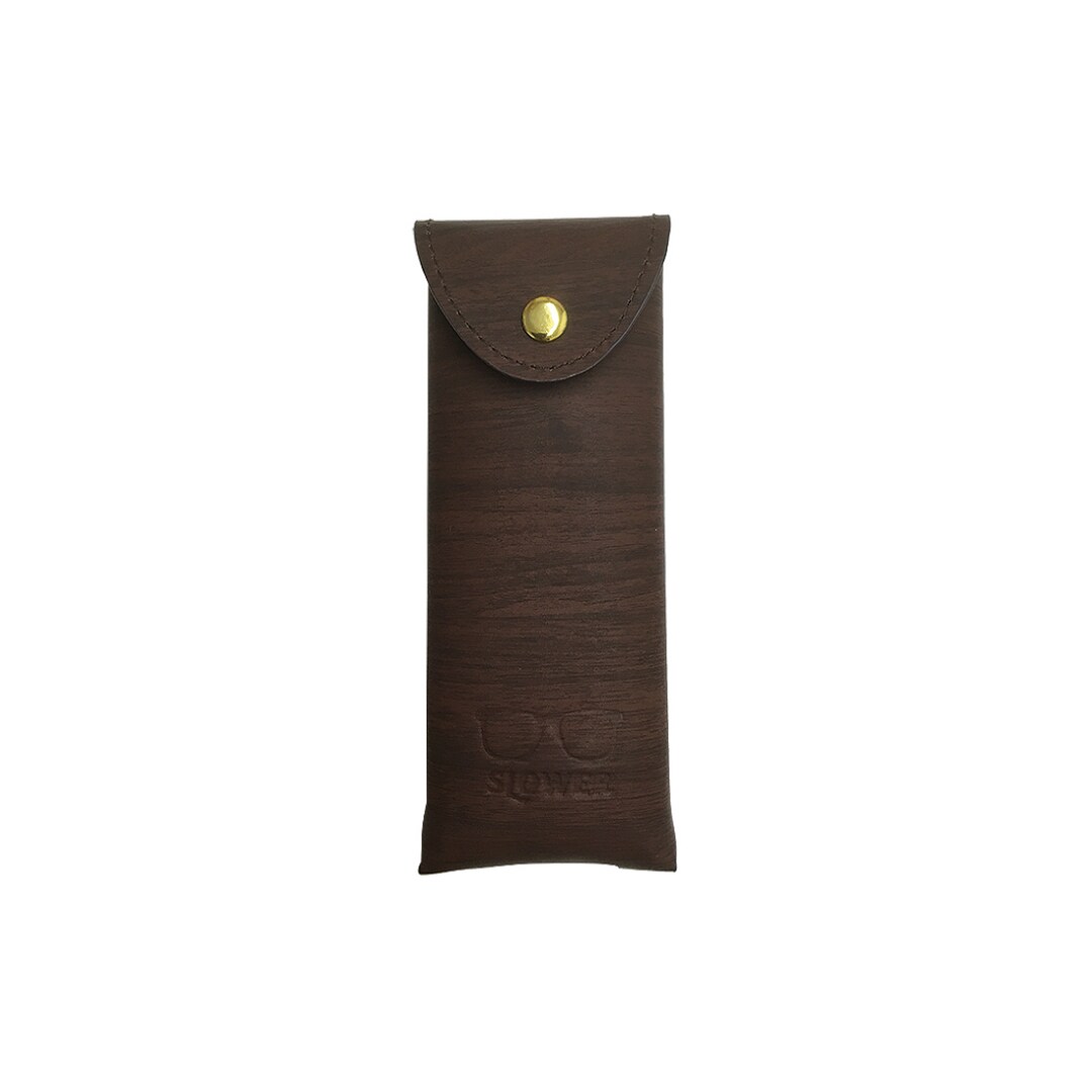 [}C]EYEGLASS CASE WOOD BUCA DARK BROWN/XE[iSLOWERj Ebh