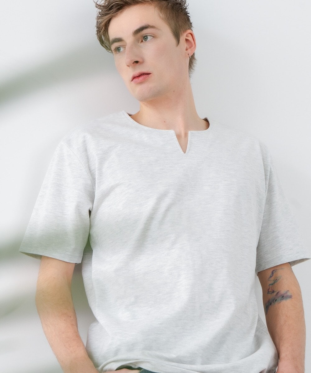 【ZERO STAIN】汗染み 目立ちにくい ZEROSTAIN キーネック Tシャツ