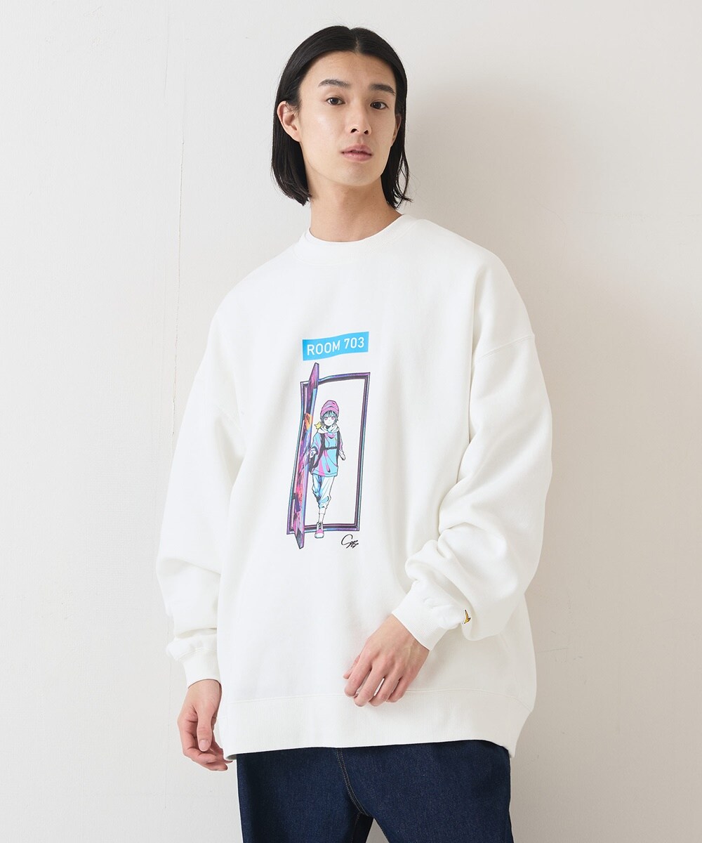 ジーンズメイト（JEANS MATE）/703号室コラボ BIGシルエットプリントクルーネックトレーナー 703号室コラボ BIGシルエットプリントクルーネックトレーナー