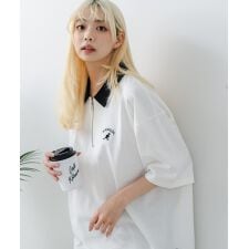 【KANGOL】 襟配色 ハーフジップポロシャツ