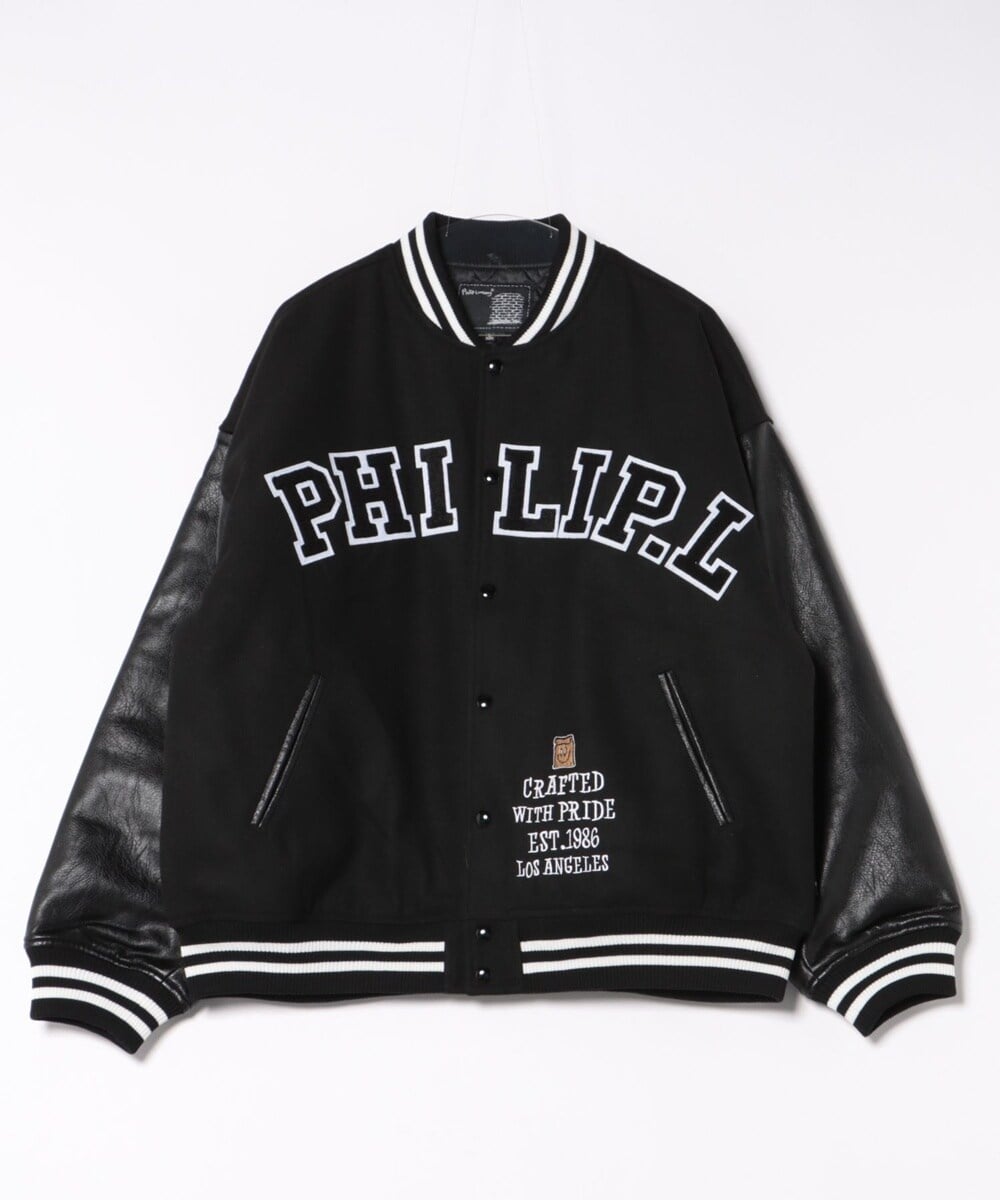 WEB限定 WARDROBE SMART】ブラックメルトン レザーライク スタジャン