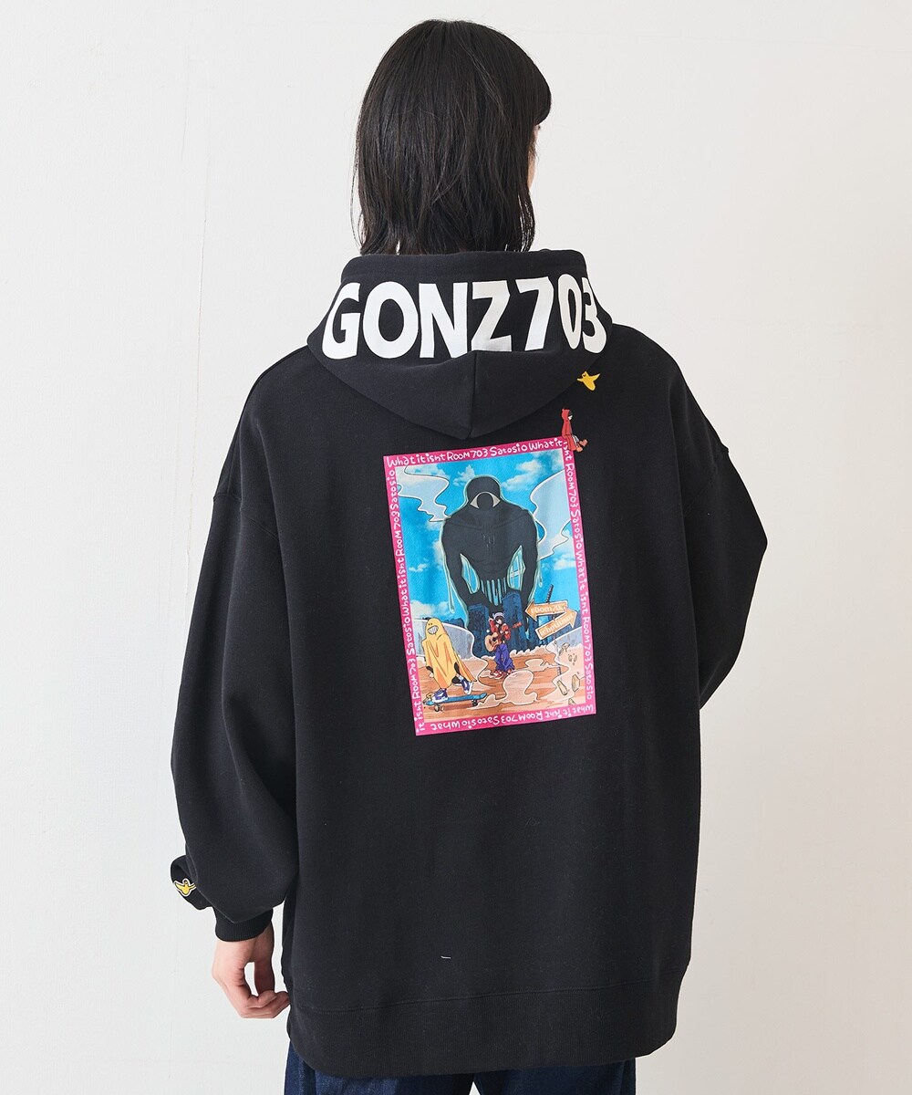 4サイズ展開】ひまわり柄のフード付き アートコラージュフーディー