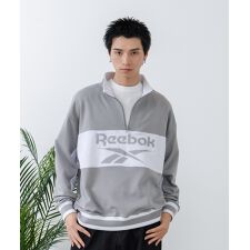 【Reebok/リーボック】裏毛 ロゴ 切替リブライン ハーフジッププルオーバー スウェット
